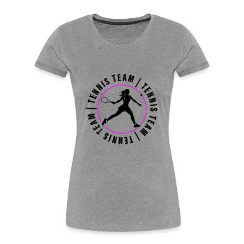 Joueur de club de l’équipe de tennis - T-shirt bio Premium Femme - gris chiné - Devant - Mia (176cm)