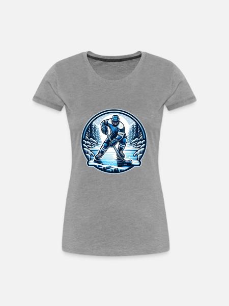 EishockeySpieler Winter - Frauen Premium Bio T-Shirt - Grau meliert