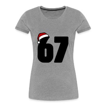 67 Numéro Noël - T-shirt bio Premium Femme - gris chiné - Devant - Mia (176cm)