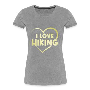 I love hiking heart - Women's Premium Organic T-Shirt - heather grey - Front - Mia (176cm)