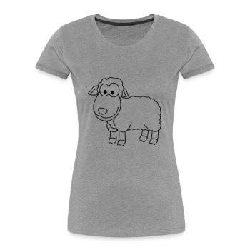 Schaf Comic Tier - Frauen Premium Bio T-Shirt - Grau meliert - Vorne - Mia (176cm)