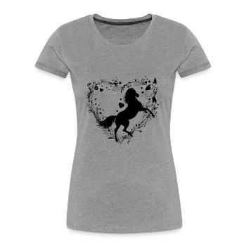 Horse Flowers and Hearts - Women's Premium Organic T-Shirt - heather grey - Front - Mia (176cm)
