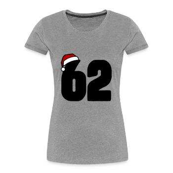 62 Numéro Noël - T-shirt bio Premium Femme - gris chiné - Devant - Mia (176cm)