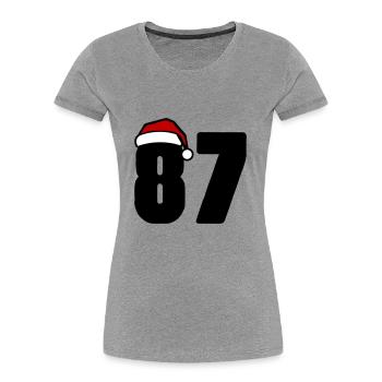 87 Zahl Weihnachten - Frauen Premium Bio T-Shirt - Grau meliert - Vorne - Mia (176cm)