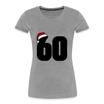 60 Numéro de Noël - T-shirt bio Premium Femme - gris chiné - Devant - Mia (176cm)