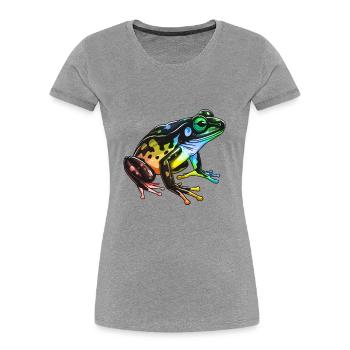 Frosch Kopf Bunt - Frauen Premium Bio T-Shirt - Grau meliert - Vorne - Mia (176cm)