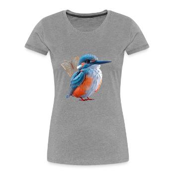Martin-pêcheur - T-shirt bio Premium Femme - gris chiné - Devant - Mia (176cm)