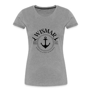 Wismar , Hansestadt , Perle an der Ostsee - Frauen Premium Bio T-Shirt - Grau meliert - Vorne - Mia (176cm)