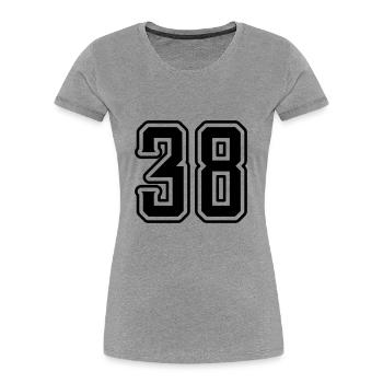 Symbole numérique 38 - T-shirt bio Premium Femme - gris chiné - Devant - Mia (176cm)