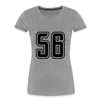 56 Symbole numérique - T-shirt bio Premium Femme - gris chiné - Devant - Mia (176cm)