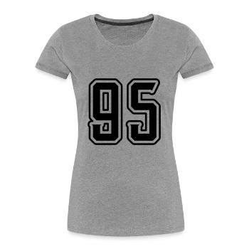 Symbole numérique 95 - T-shirt bio Premium Femme - gris chiné - Devant - Mia (176cm)