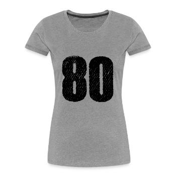 80 Zahl Trikot - Frauen Premium Bio T-Shirt - Grau meliert - Vorne - Mia (176cm)