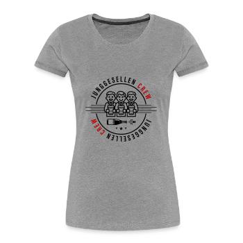 Enterrement de vie de garçon Crew Groom Enterrement de vie de garçon - T-shirt bio Premium Femme - gris chiné - Devant - Mia (176cm)