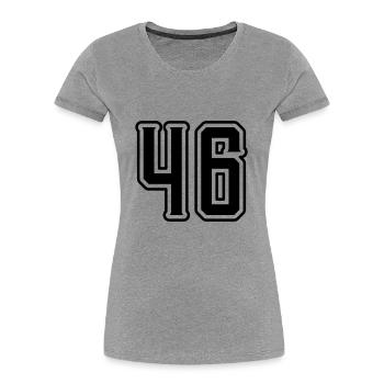 Symbole numérique 46 - T-shirt bio Premium Femme - gris chiné - Devant - Mia (176cm)