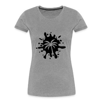 Taches de symboles de palmiers - T-shirt bio Premium Femme - gris chiné - Devant - Mia (176cm)