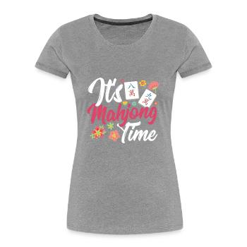 Cadeau pour les fans de Mahjong - T-shirt bio Premium Femme - gris chiné - Devant - Mia (176cm)