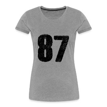 87 Zahl Trikot - Frauen Premium Bio T-Shirt - Grau meliert - Vorne - Mia (176cm)