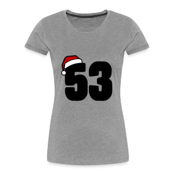 53 Zahl Weihnachten - Frauen Premium Bio T-Shirt - Grau meliert - Vorne - Mia (176cm)