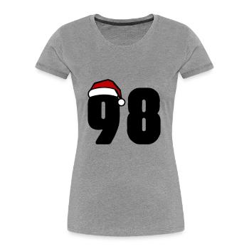 98 Numéro Noël - T-shirt bio Premium Femme - gris chiné - Devant - Mia (176cm)