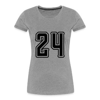 Symbole numérique 24 - T-shirt bio Premium Femme - gris chiné - Devant - Mia (176cm)