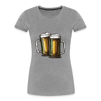 Bier Glas Prost Drinking - Frauen Premium Bio T-Shirt - Grau meliert - Vorne - Mia (176cm)