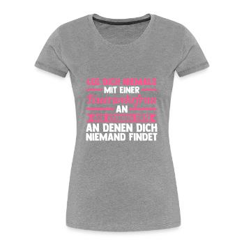 Feuerwehr Feuerwehrfrau - Frauen Premium Bio T-Shirt - Grau meliert - Vorne - Mia (176cm)