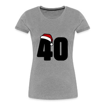 40 numéros de Noël - T-shirt bio Premium Femme - gris chiné - Devant - Mia (176cm)