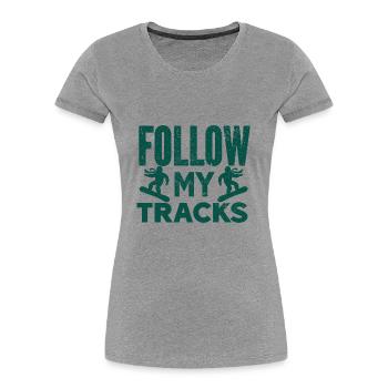 Skiing Snowboard Mountains Holiday Snow Freestyle - Women's Premium Organic T-Shirt - heather grey - Front - Mia (176cm)