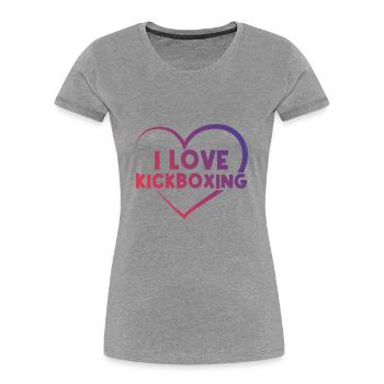 I love kick boxing heart - Women's Premium Organic T-Shirt - heather grey - Front - Mia (176cm)