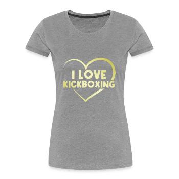 I love kick boxing heart - Women's Premium Organic T-Shirt - heather grey - Front - Mia (176cm)