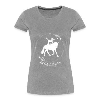 Ich liebe Voltigieren - Frauen Premium Bio T-Shirt - Grau meliert - Vorne - Mia (176cm)