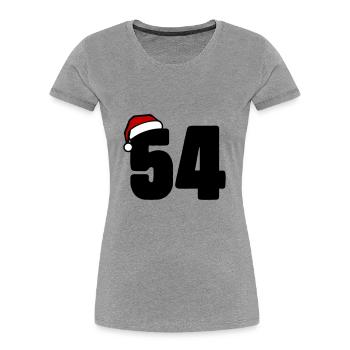 54 Numéro Noël - T-shirt bio Premium Femme - gris chiné - Devant - Mia (176cm)
