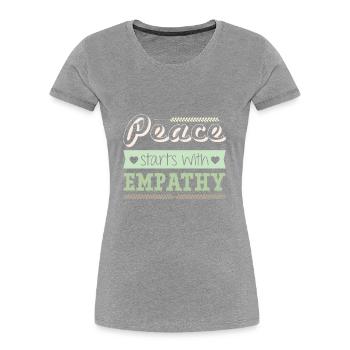 frieden vegan - Frauen Premium Bio T-Shirt - Grau meliert - Vorne - Mia (176cm)