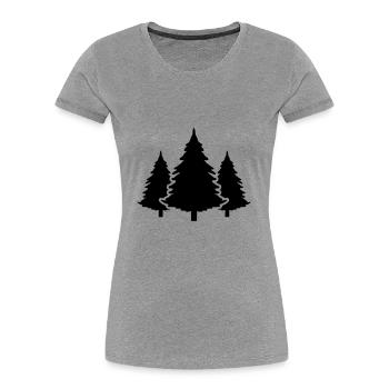 Baum Wald Tanne - Frauen Premium Bio T-Shirt - Grau meliert - Vorne - Mia (176cm)