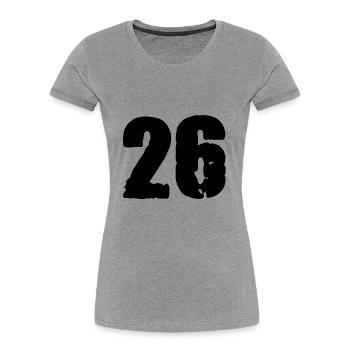 26 Zahl Trikot - Frauen Premium Bio T-Shirt - Grau meliert - Vorne - Mia (176cm)