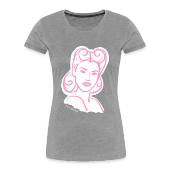 50er Jahre / Frau Porträt / Frauenpower / minavi - Frauen Premium Bio T-Shirt - Grau meliert - Vorne - Mia (176cm)
