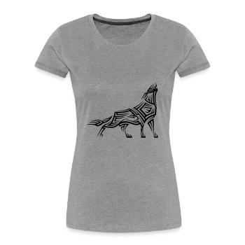 Wolf Tribal Tattoo - Frauen Premium Bio T-Shirt - Grau meliert - Vorne - Mia (176cm)