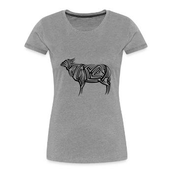 Sheep Tribal Tattoo - Women's Premium Organic T-Shirt - heather grey - Front - Mia (176cm)