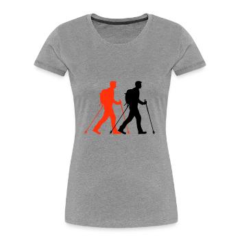 Nordic Walking Man Silhouette - Women's Premium Organic T-Shirt - heather grey - Front - Mia (176cm)