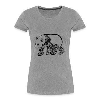 Panda Tribal Tattoo - Frauen Premium Bio T-Shirt - Grau meliert - Vorne - Mia (176cm)