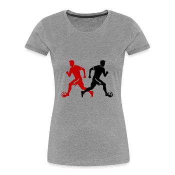 Fussballer Silhouette Fussball Spieler Mann - Frauen Premium Bio T-Shirt - Grau meliert - Vorne - Mia (176cm)