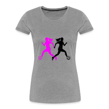 Female Soccer Player Silhouette Soccer Player Woman - Women's Premium Organic T-Shirt - heather grey - Front - Mia (176cm)