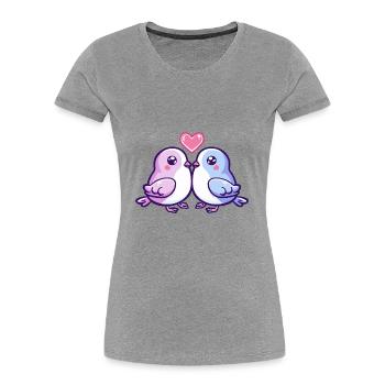 Taube Paar Verliebt Vogel Peace Valentinstag - Frauen Premium Bio T-Shirt - Grau meliert - Vorne - Mia (176cm)