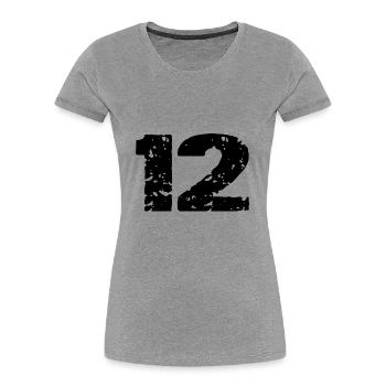 Maillot 12 Numéro - T-shirt bio Premium Femme - gris chiné - Devant - Mia (176cm)