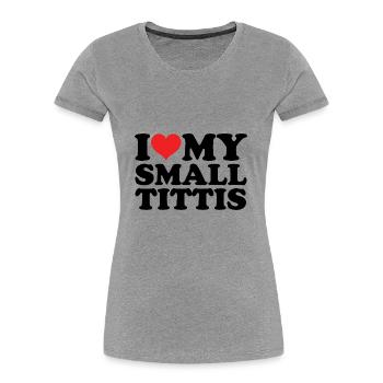 Kleine Brüste Titties Titten Busen Brust Satire - Frauen Premium Bio T-Shirt - Grau meliert - Vorne - Mia (176cm)