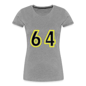 64 Nombre Collège - T-shirt bio Premium Femme - gris chiné - Devant - Mia (176cm)