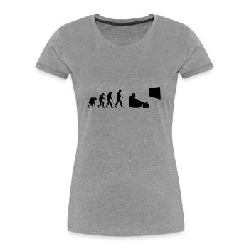 Fernsehen Bingewatching Serienmarathonevolution - Frauen Premium Bio T-Shirt - Grau meliert - Vorne - Mia (176cm)
