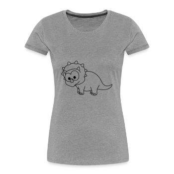 Bande dessinée Dinosaur triceratops - T-shirt bio Premium Femme - gris chiné - Devant - Mia (176cm)