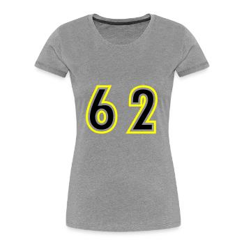 62 Nombre Collège - T-shirt bio Premium Femme - gris chiné - Devant - Mia (176cm)