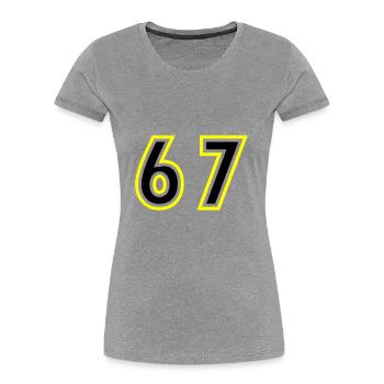 67 Zahl College - Frauen Premium Bio T-Shirt - Grau meliert - Vorne - Mia (176cm)
